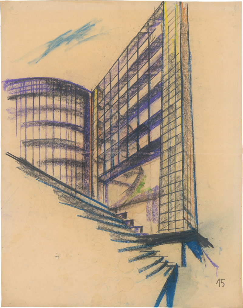 Lot 491, Auction 127, Behrens, Peter, Verkehrspalast 15 Gibraltar. Gläserne Staffelfassaden.