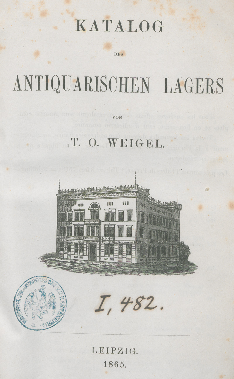 Lot 573, Auction 127, Weigel, Theodor Oswald, Katalog des Antiquarischen Lagers