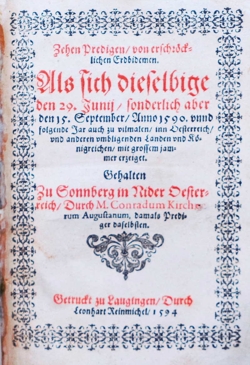 Lot 1145, Auction 127, Kircher, Konrad, Zehen Predigen, von erschröcklichen Erdbidemen