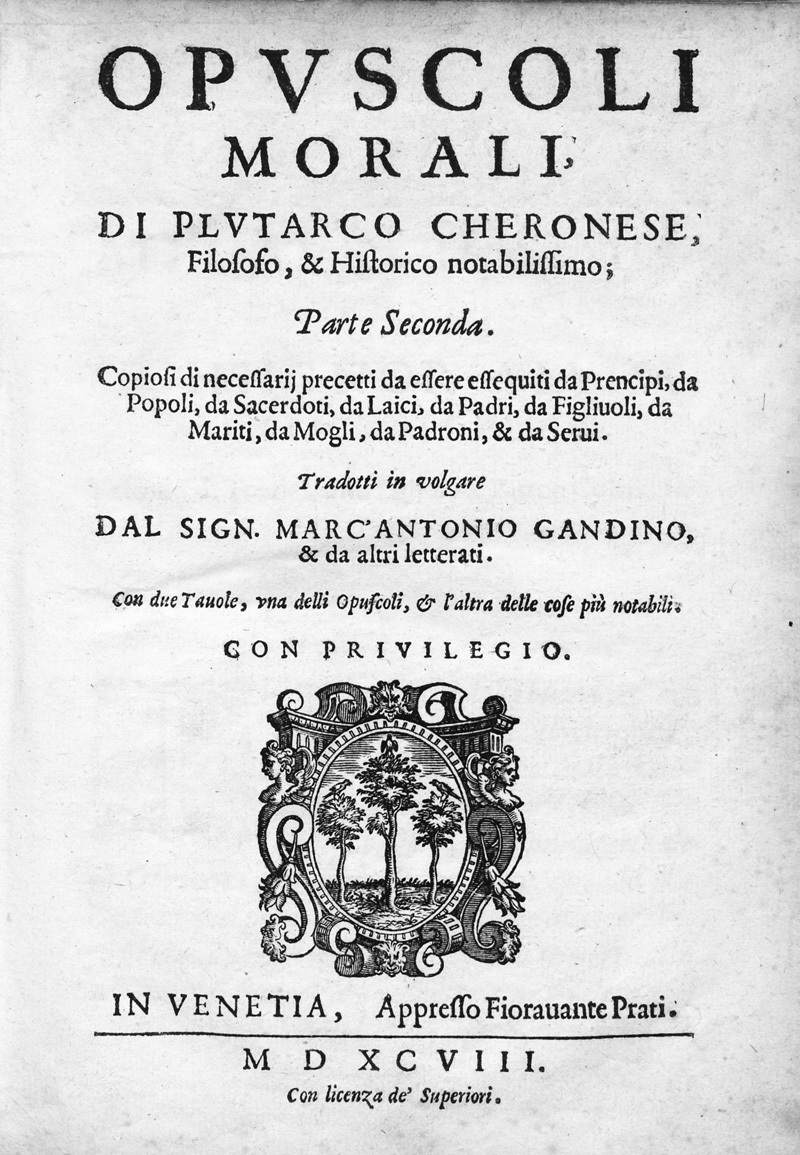 Lot 1184, Auction 127, Plutarch, Opuscoli Morali. Diuisi in due parti principali