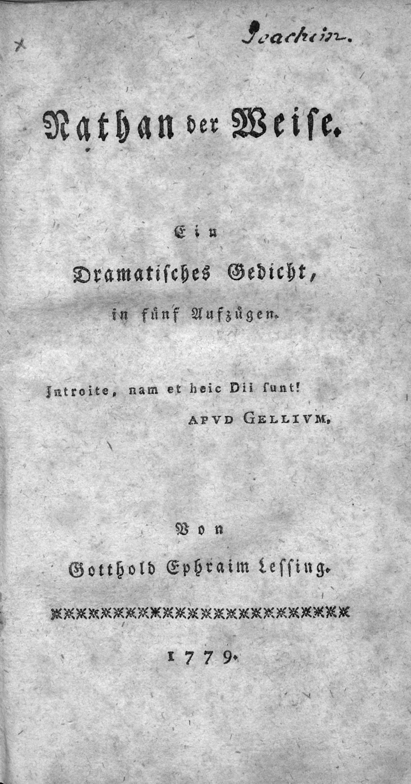 Lot 2109, Auction 127, Lessing, Gotthold Ephraim, Nathan der Weise