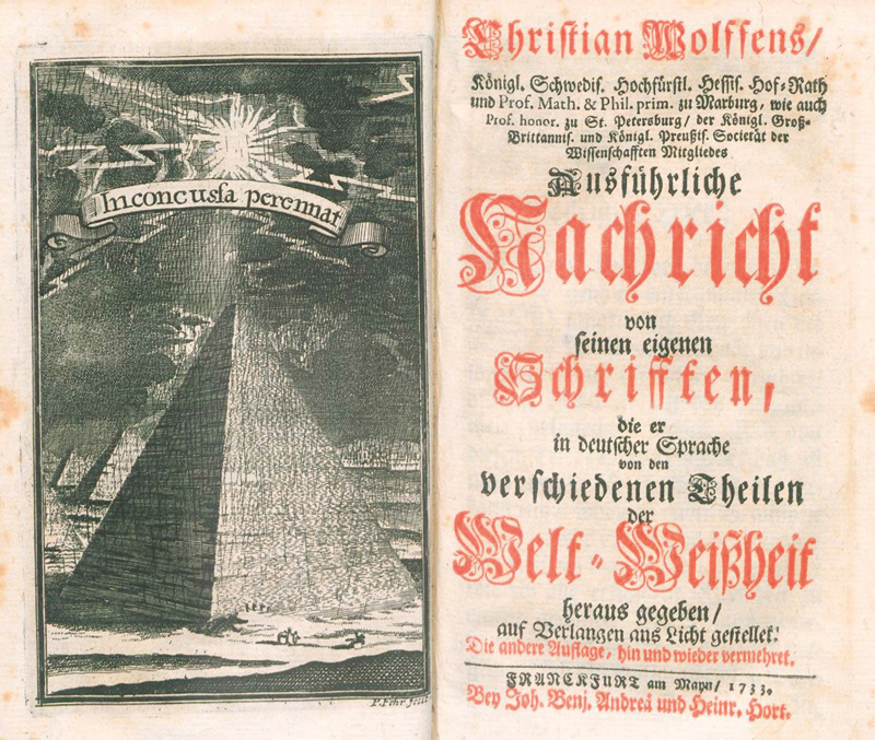 Lot 2193, Auction  127, Wolff, Christian von, Vernünftige Gedancken von den Kräfften des menschlichen Verstandes (und:) Ausführliche Nachricht von seinen eigenen Schrifften