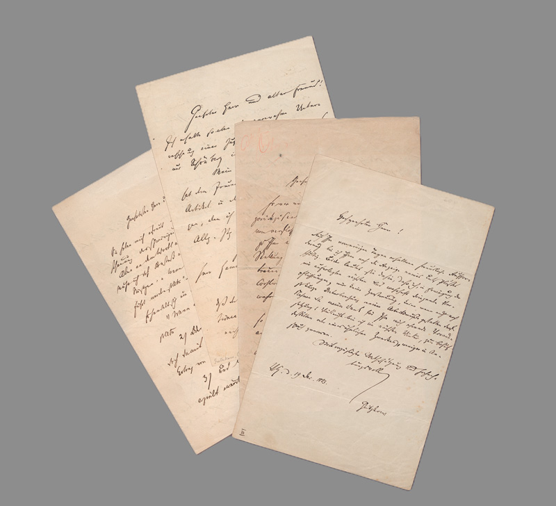 Lot 2518, Auction  127, Gutzkow, Karl, 4 Briefe an  einen Schauspieler. 1863-1874.