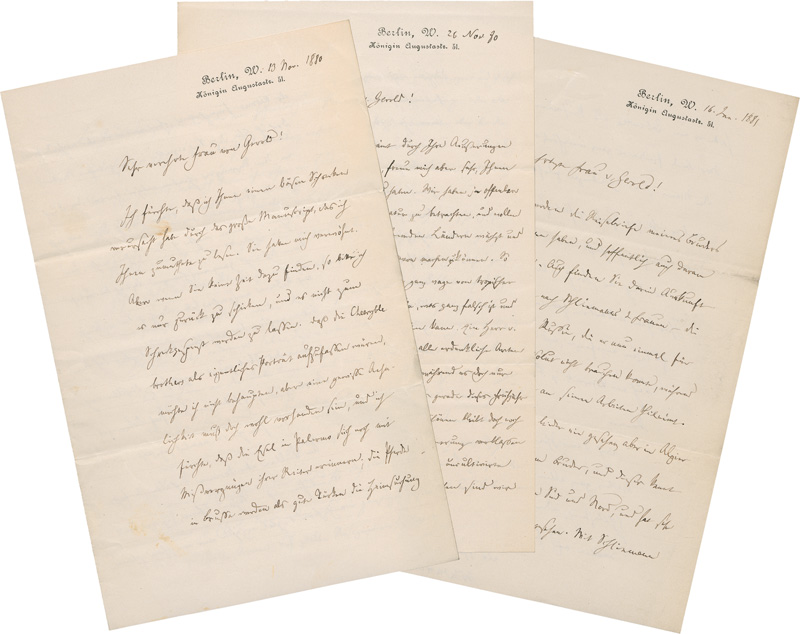 Lot 2577, Auction  127, Wattenbach, Wilhelm, 18 Briefe und 1 Karte an Rosa von Gerold. 1880-1890