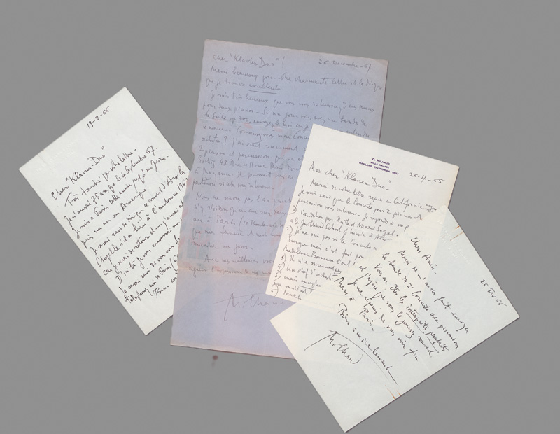 Lot 2642, Auction  127, Milhaud, Darius, 5 Briefe an ein Klavier-Duo. 1964-1966