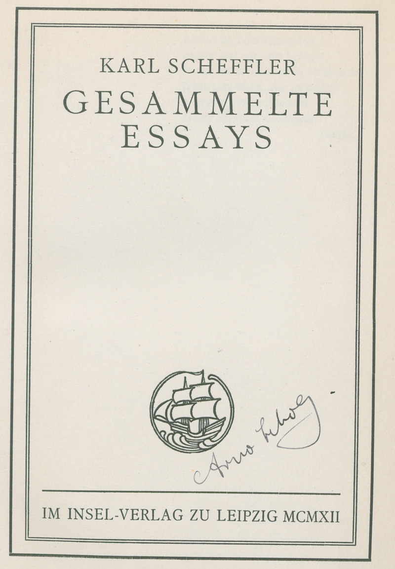 Lot 3302, Auction 127, Scheffler, Karl, Gesammelte Essays